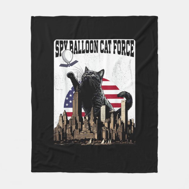 Funny Cat Spy Balloon Fleecefilt (Framsidan)