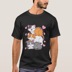 Funny Cat Staple Pile kattunge Cute Cats Kawaii sö T Shirt