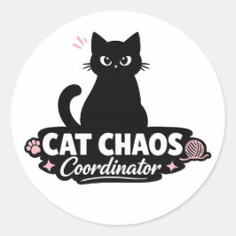 Funny Cat Sticker / Cat Chaos Coordinator Pun Runt Klistermärke