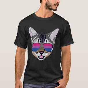 Funny Cat Sunglasses Bisexual Bi Pride Flagga Gift T Shirt