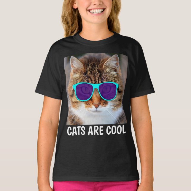 Funny Cat SUNGLASSES COOLA KIDS T-shirts (Framsida)