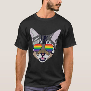 Funny Cat Sunglasses Rainbow Gay pride Flagga Gift T Shirt