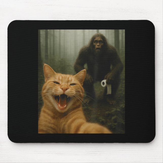 Funny Cat Surprised Happy Selfie With Bigfoot Sasq Musmatta (Framsidan)