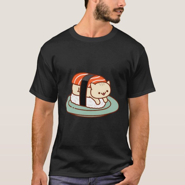 Funny Cat Sushi Cats Sake Salmon T Shirt (Framsida)