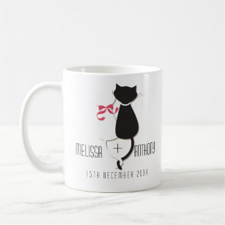 Funny Cat Svan par Monogram Bröllop Förlovning Kaffemugg