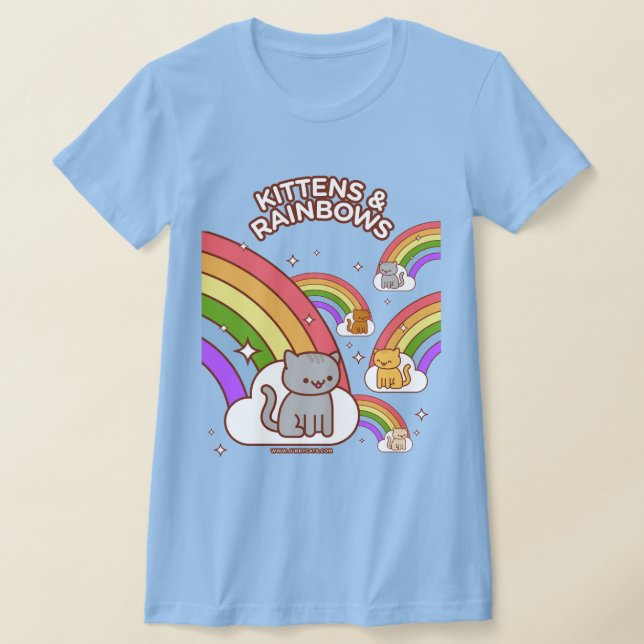 Funny Cat T-Shirt - "KITTENS & RAINBOWS" (Laydown)
