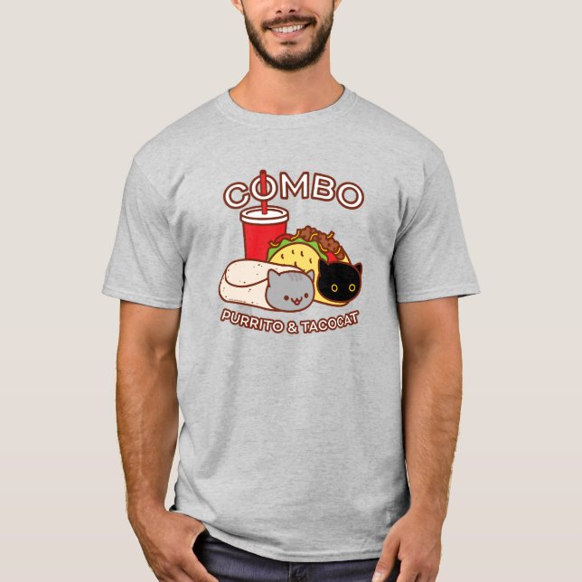 Funny Cat T-Shirt - PURRITO & TACO CAT Combo (Framsida)