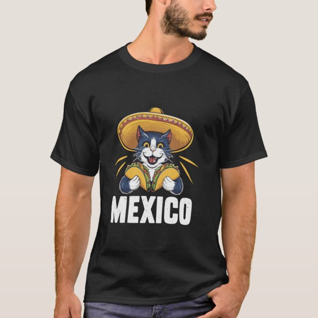 Funny Cat Taco Älskare Mariachi Music Mexico T Shirt (Framsida)