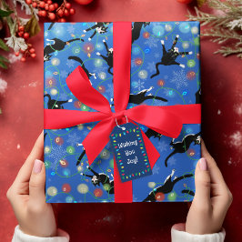 Funny Cat Tangled i Ljus på julen Presentpapper