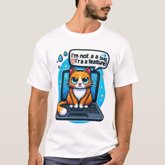 Funny Cat Tech Meme | Cute Programmer, Geek, Gamer T Shirt (Framsida)