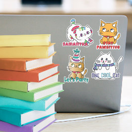 Funny Cat Tecknad Colorful Kawaii Kitten Modern Klistermärken
