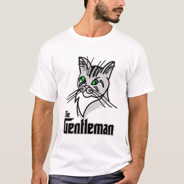 Funny Cat the gentleman T Shirt (Framsida)