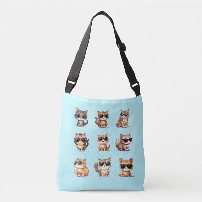 Funny Cat Theme Avslappnad Kor Body Tote Axelväska (Framsida)