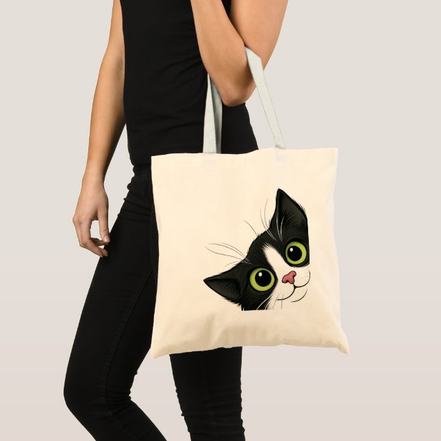 Funny Cat Tote Bag Tygkasse (Framsida (produkt))