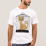 Funny Cat Trapped Birdcage Humor Art T Shirt<br><div class="desc">Spark a laugh with this quirky funny cat trapped design, featuring a calm orange feline sitting comfortably inside a vintage birdcage. This highly ironic and humorous artwork perfectly captures the unpredictable nature of our favorite pets, bringing a smile to anyone who appreciates a good visual gag. Perfect for customizing with...</div>