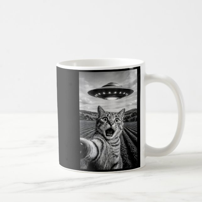 Funny Cat Ufo Alien Bengal Cat Selfie Gift Men Wom Kaffemugg (Höger)