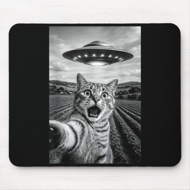Funny Cat Ufo Alien Bengal Cat Selfie Gift Men Wom Musmatta (Framsidan)