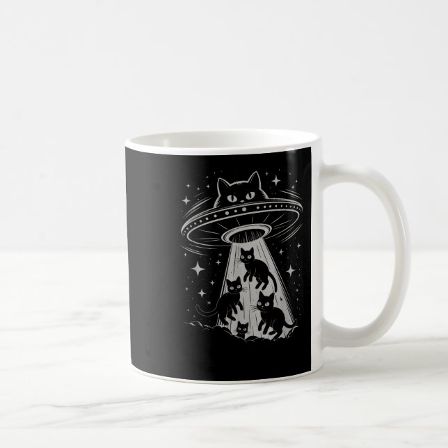 Funny Cat Ufo Spaceship Alien Galaxy Aesthetic Kaffemugg (Höger)