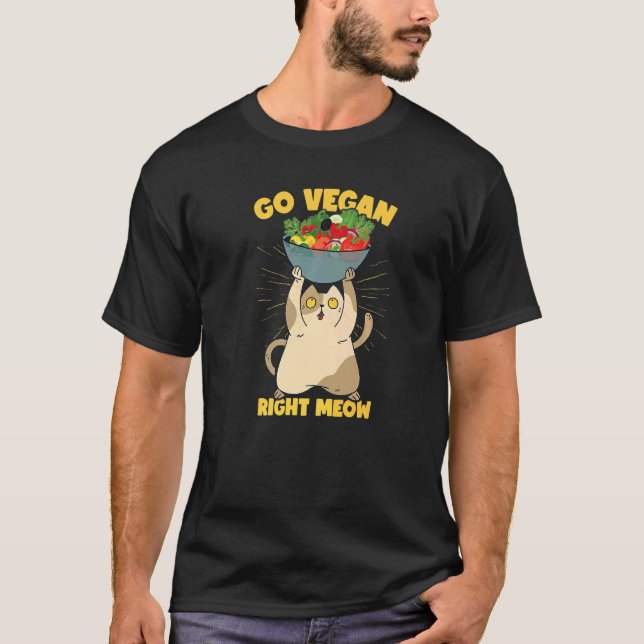 Funny Cat Veganism Plant Based Vegan Premium T Shirt (Framsida)