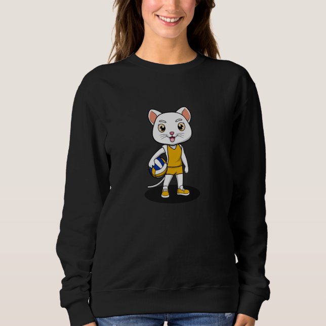 Funny Cat Volleyball Player Hobby Sports T Shirt (Framsida)