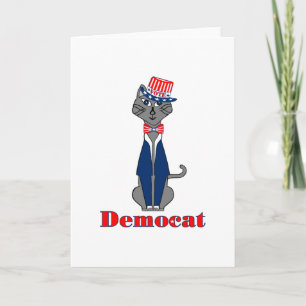 Funny Cat Vote Democat Politik Helgkort