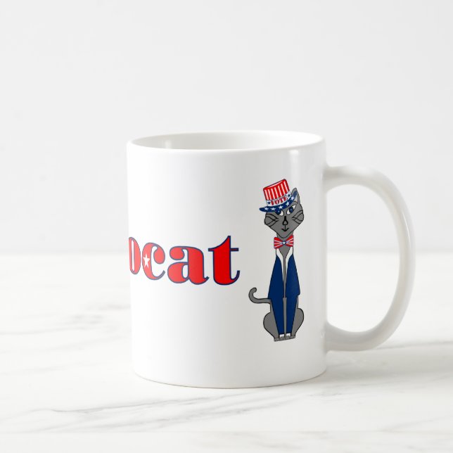 Funny Cat Vote Democat Politik Kaffemugg (Höger)