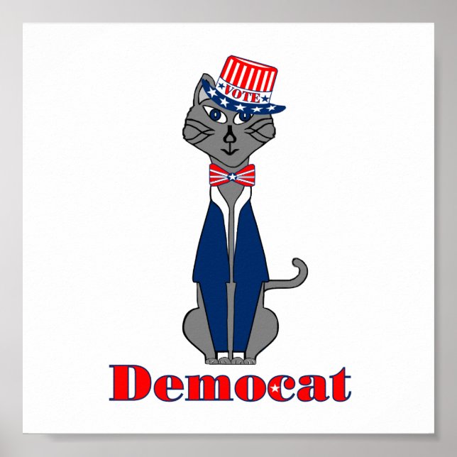 Funny Cat Vote Democat Politik Poster (Framsidan)