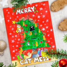 Funny Cat-vykort för julgranar