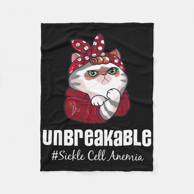 Funny Cat Warrior Obrytable Sickle Cell Anemia A A Fleecefilt (Framsidan)