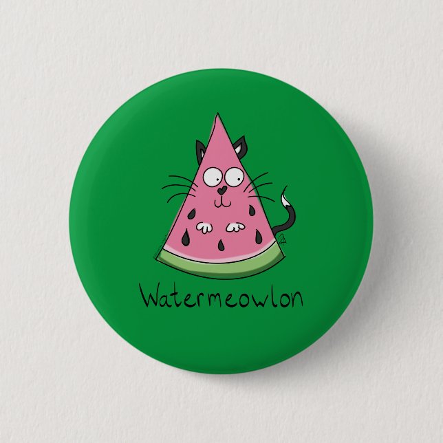 Funny Cat Watermelon Cute Kids Knapp (Framsida)
