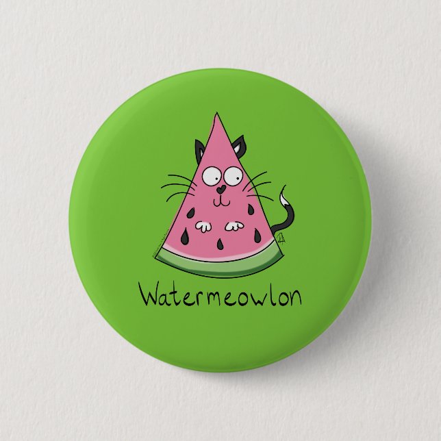 Funny Cat Watermelon Cute Kids Knapp (Framsida)