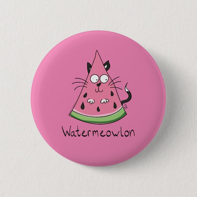 Funny Cat Watermelon Cute Kids Knapp (Framsida)