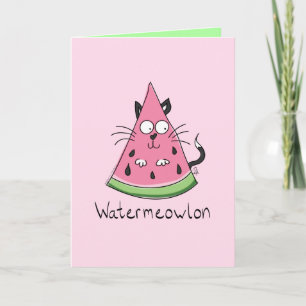Funny Cat Watermelon Cute Kids Kort
