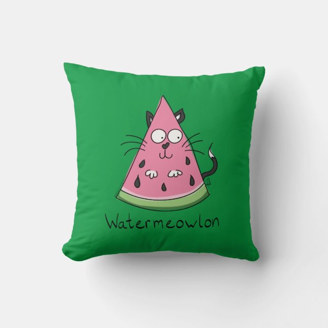 Funny Cat Watermelon Cute Kids Kudde (Framsida)