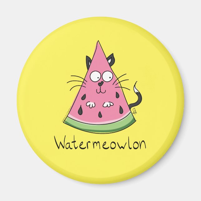 Funny Cat Watermelon Cute Kids Magnet (Framsidan)
