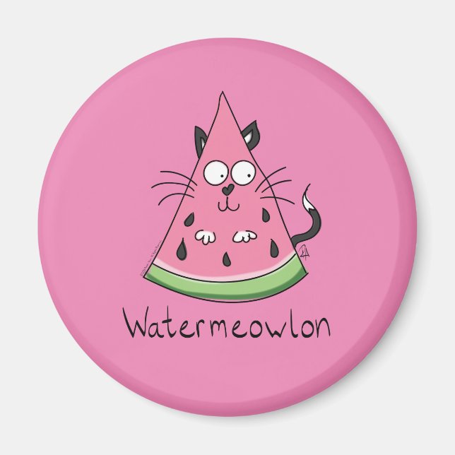 Funny Cat Watermelon Cute Kids Magnet (Framsidan)