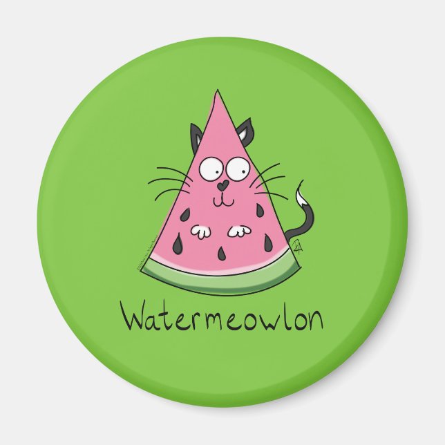 Funny Cat Watermelon Cute Kids Magnet (Framsidan)