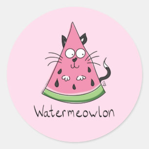 Funny Cat Watermelon Cute Kids Runt Klistermärke