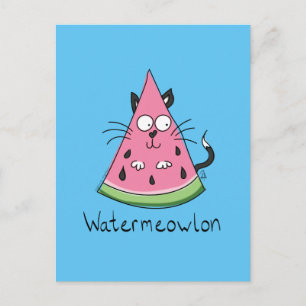 Funny Cat Watermelon Cute Kids Vykort