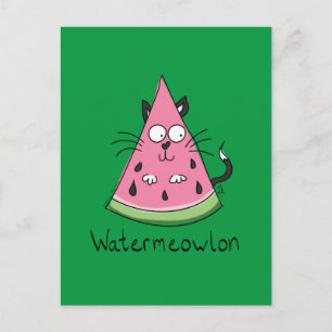 Funny Cat Watermelon Cute Kids Vykort