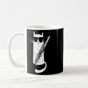 Funny Cat Wearing Sunglasses spelar Flute Musicia Kaffemugg