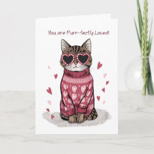 Funny Cat Wearing Sunglasses Valentines day Kort