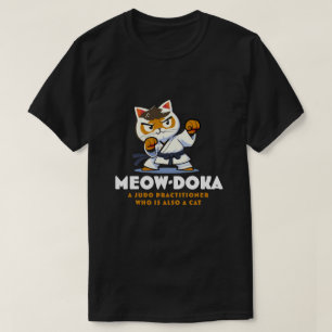 Funny Cat White och Brown Judo Black Bälte T Shirt
