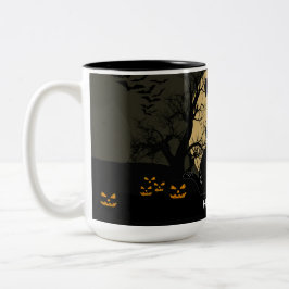 Funny Cat With Knife Custom Text Halloween Mug Två-Tonad Mugg