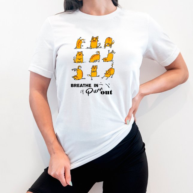 Funny Cat Yoga Breathe in T-Shirt (Skapare uppladdad)