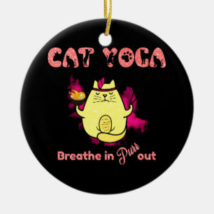 Funny Cat Yoga Julgransprydnad Keramik