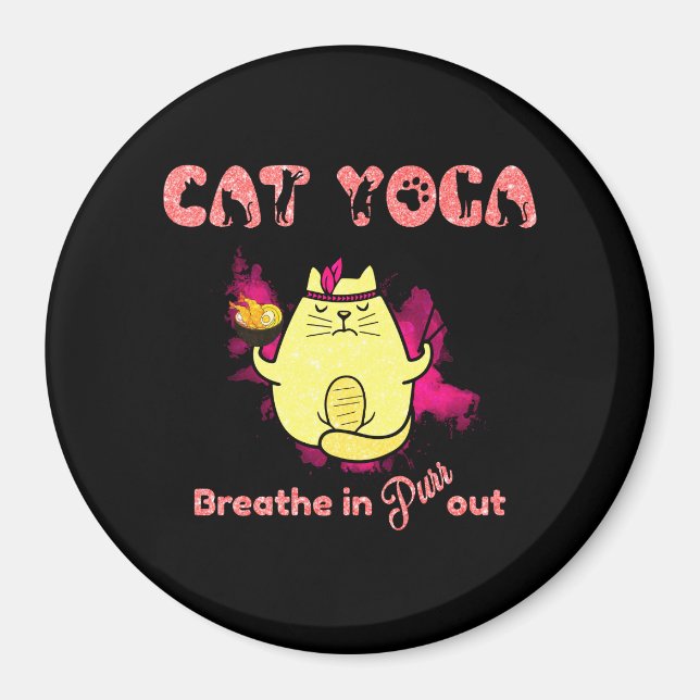 Funny Cat Yoga Magnet (Framsidan)