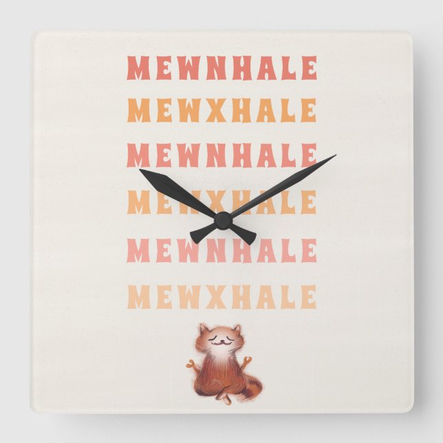 Funny Cat Yoga Meditation Band Humor Anti-Stressa Fyrkantig Klocka (Framsida)