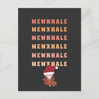 Funny Cat Yoga Meditation Inhale Exhale jul Helg Vykort