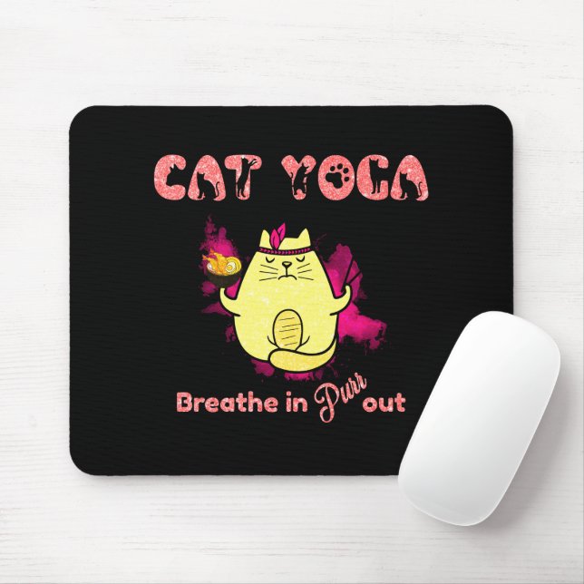 Funny Cat Yoga Musmatta (Med mus)